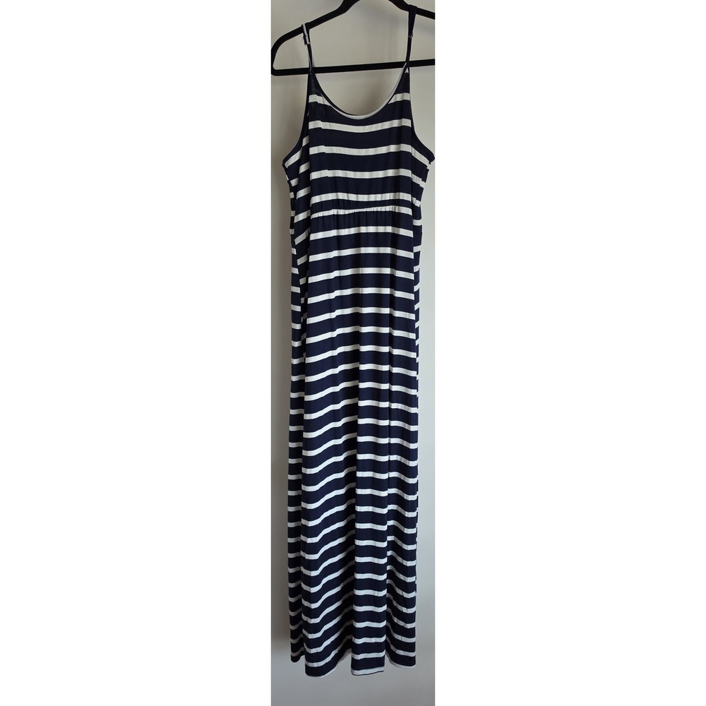 NWT EXIST Women's Maxi Dress XL Sleeveless Navy Striped Rayon Blend Nautical
